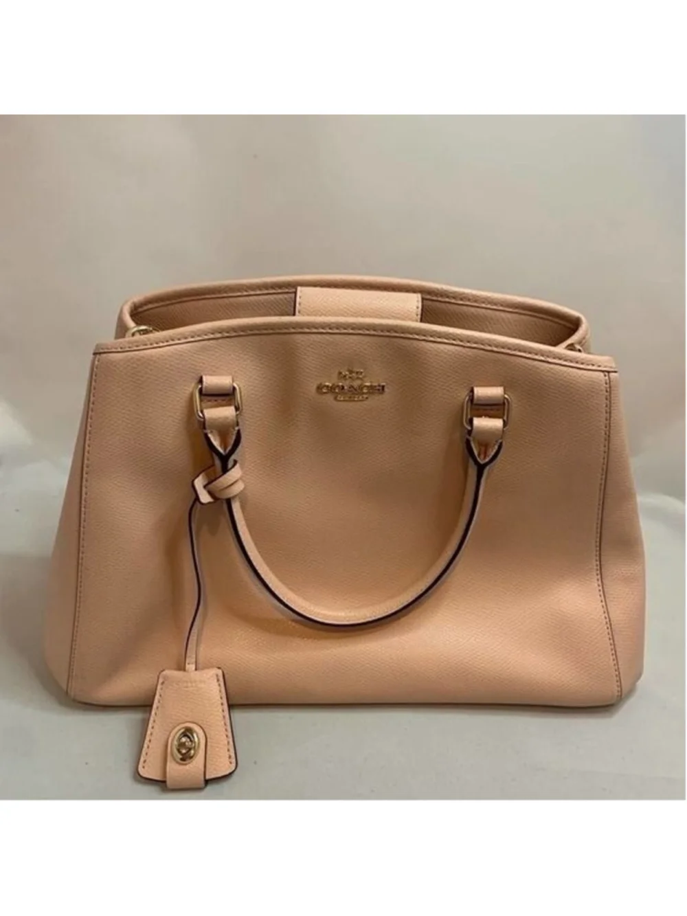 Coach Leather Margot Carryall Crossbody Satchel for Women Peach Preowned